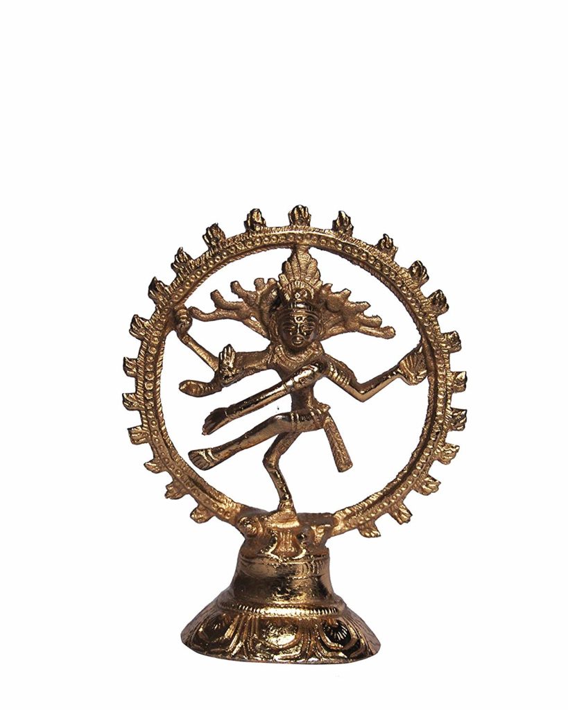 Craftspark Dancing Golden/ Black Golden Shiva Natraj Religious Brass Metal Statue/ Murti/ Idol