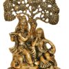 Radha Krishna Sitting Under Tree Idol Metal Statue Showpiece
